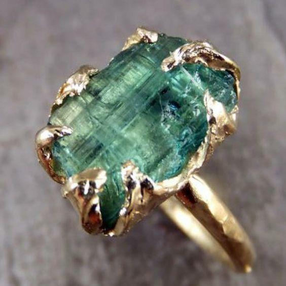Antique Green Inlaid Glass Ring