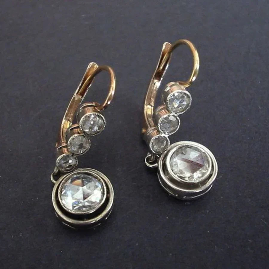Antique Zirconia Golden Earrings