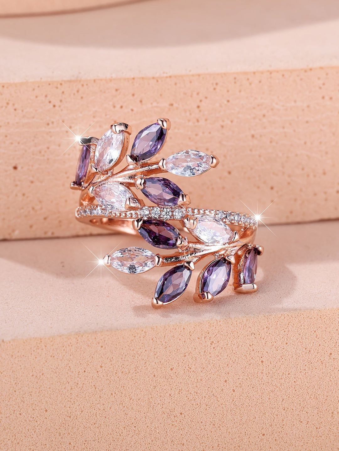 Marquise Cut Zirconia Leaf Ring