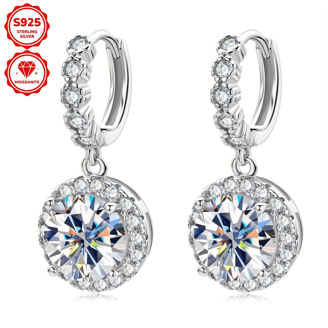 Stylish Round Moissanite & Zirconia Earrings