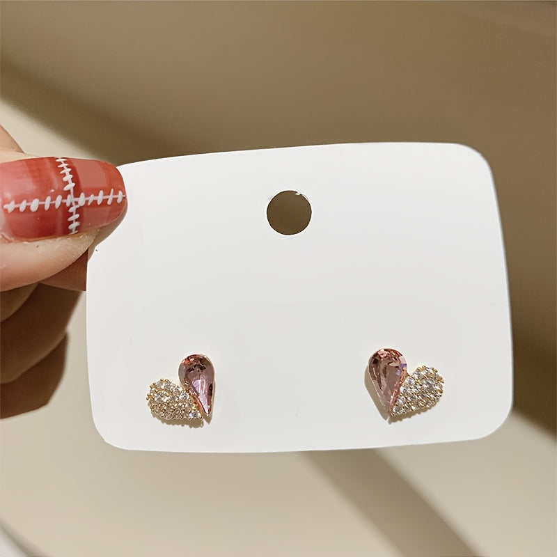 Elegant Crystal Heart-shaped Stud Earrings