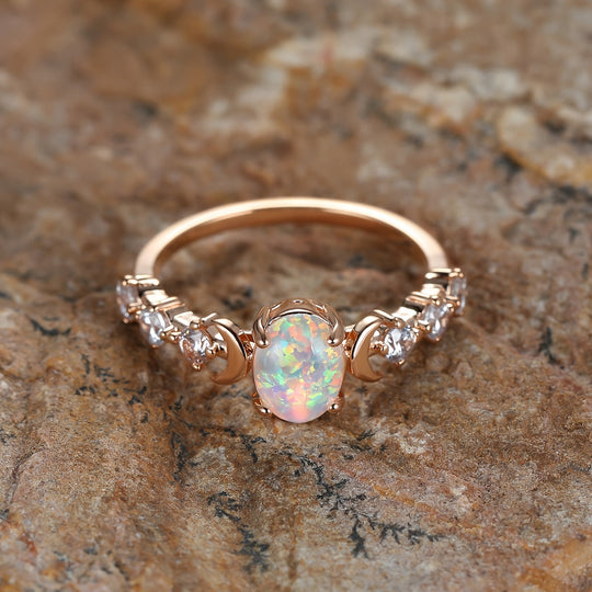 Elegant Rose Gold Opal Ring