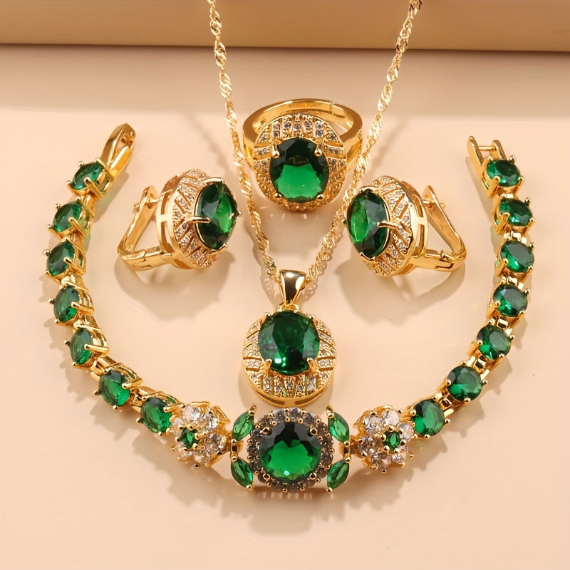 5-Piece Luxury Zirconia Bridal Jewelry Set