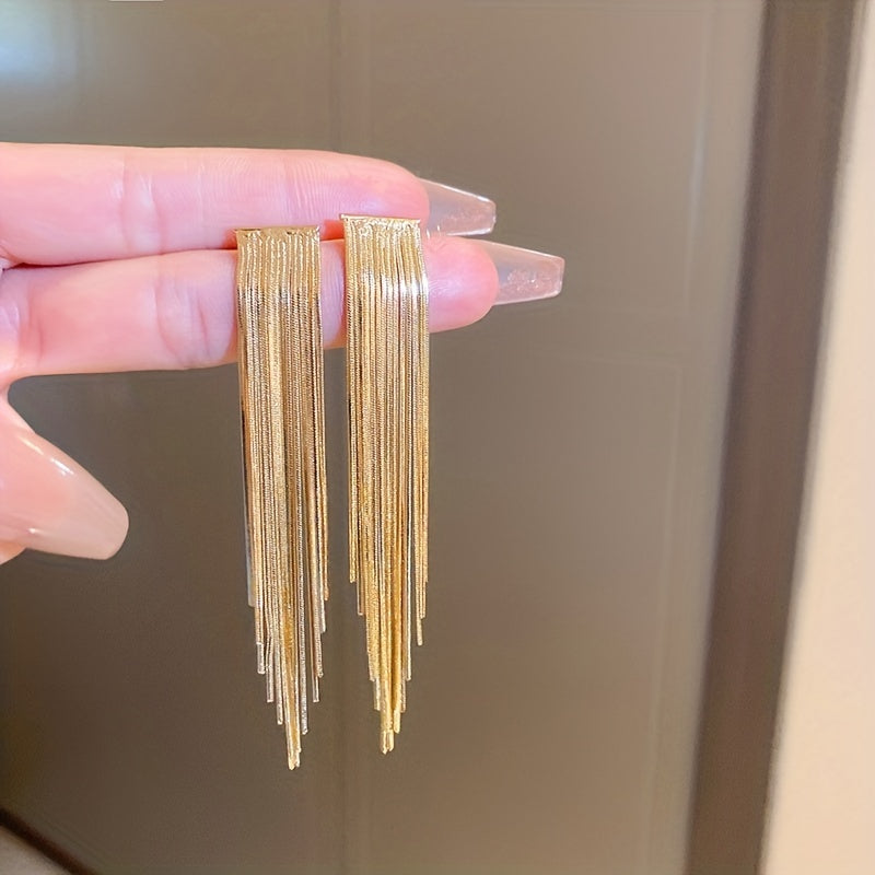 Golden Tassel Design Dangle Earrings