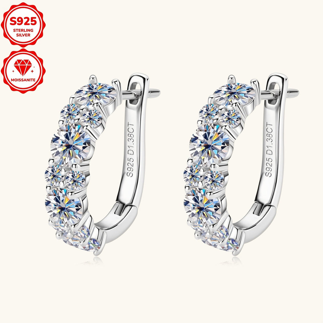 Round Moissanite Silver Earrings