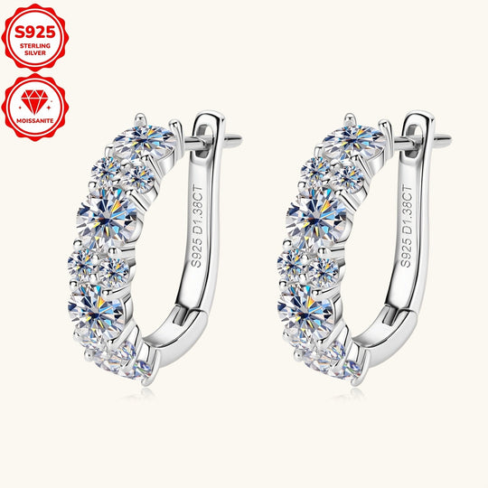 Round Moissanite Silver Earrings