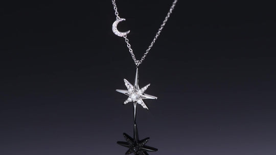 Star & Moon Moissanite Pendant Necklace