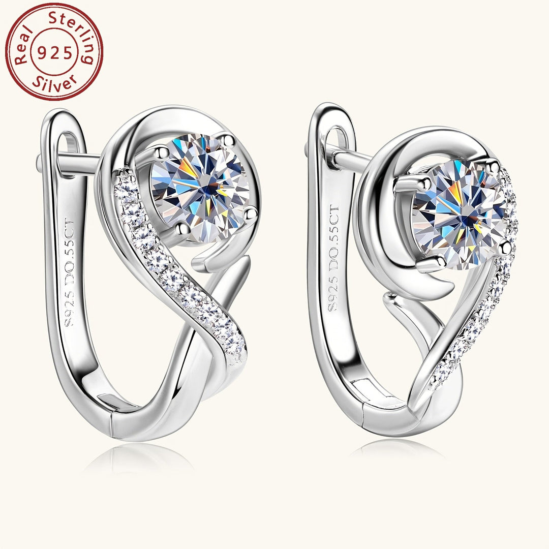 Elegant Moissanite Silver Rose Flower Hoop Earrings