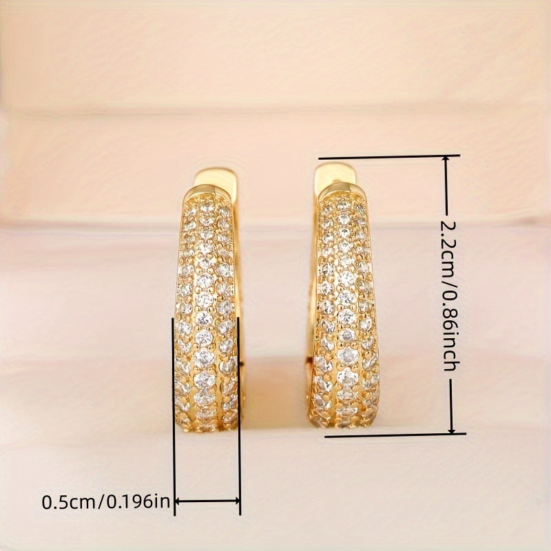 Trendy Micro Pave Zirconia Hoop Earrings