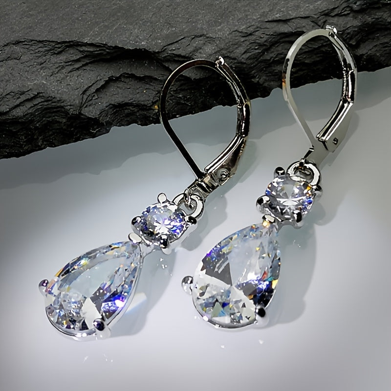 Stylish White Zirconia Drop Earrings
