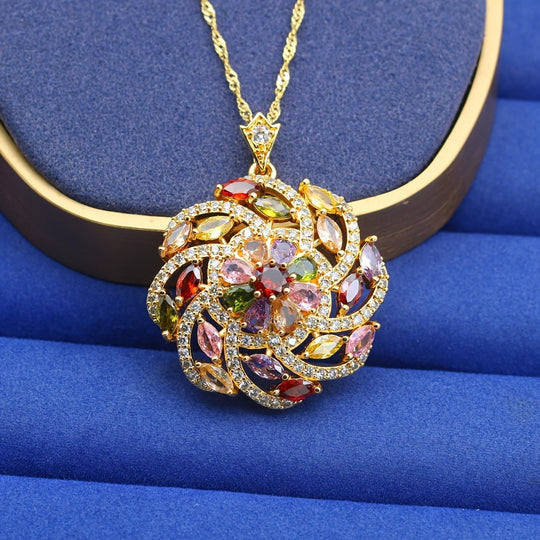 Elegant Multicolor Cubic Zirconia Pendant Necklace