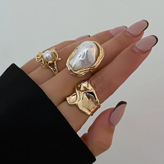 Florens - Onda Pearl Ring Set (3-Pack)