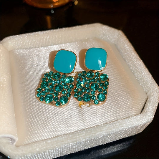 Shiny Rhinestone Decor Dangle Earrings