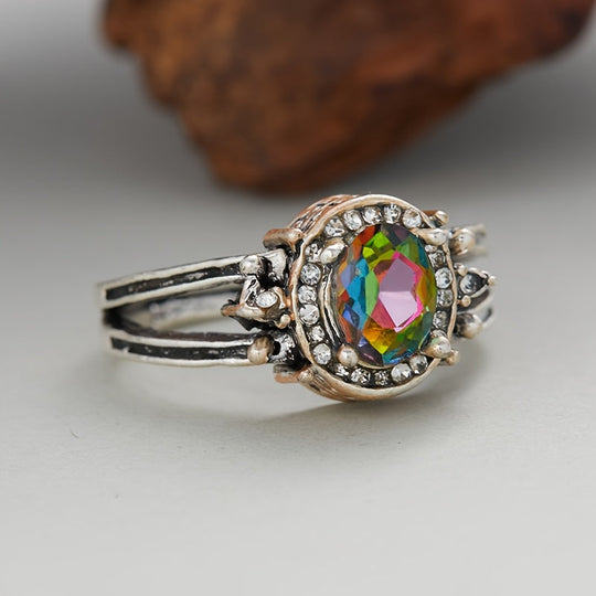 Elegant Double Color Gemstone Ring