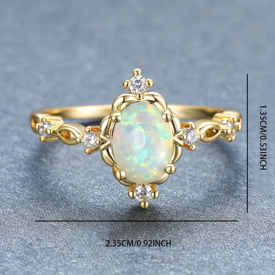 Elegant Oval Opal Engagement Ring