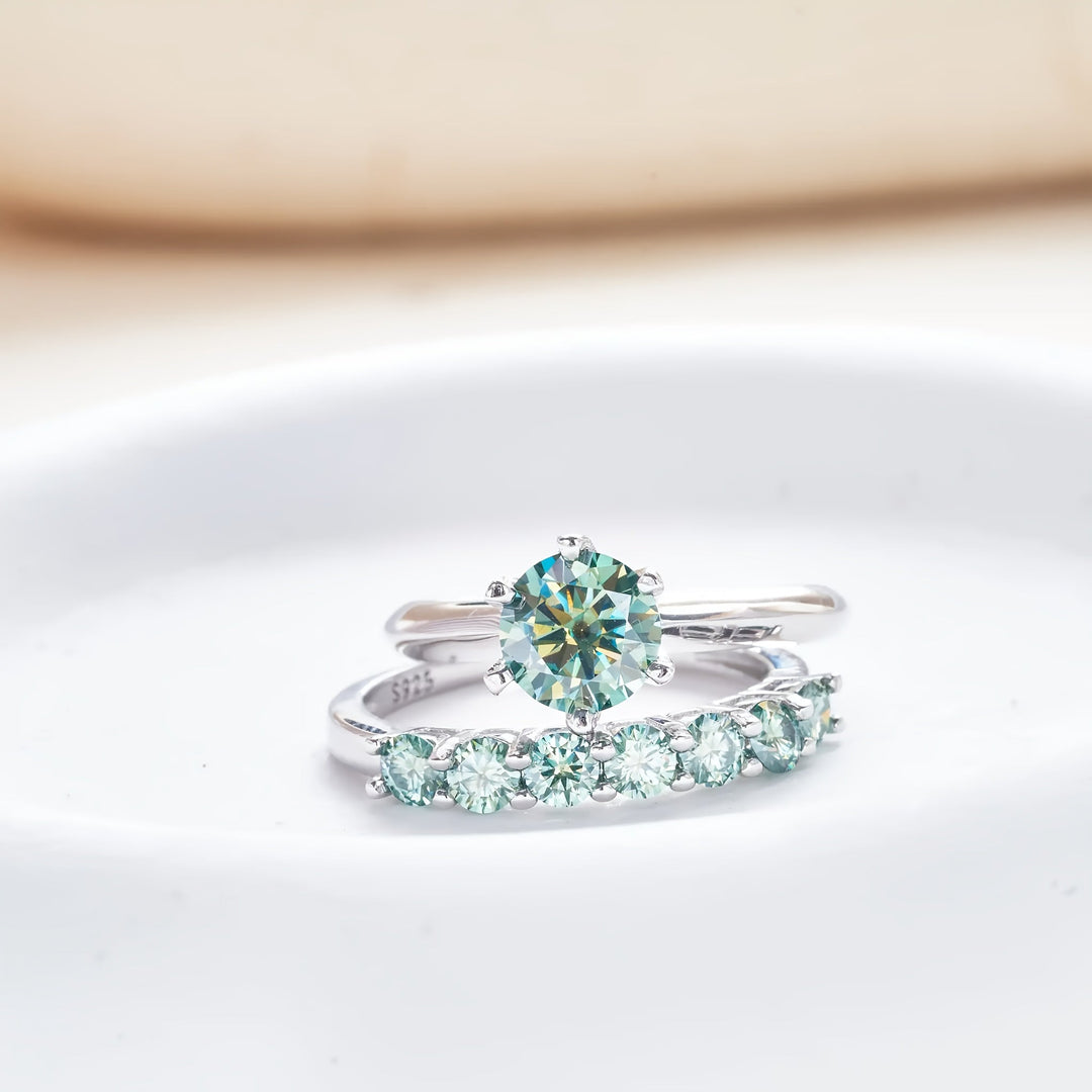 Classic French-Style Stackable Moissanite Ring Set