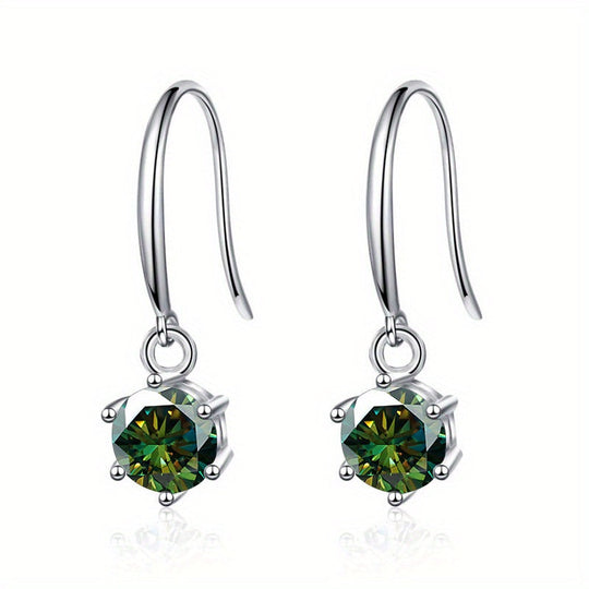 Delicate Round Moissanite Hook Earrings
