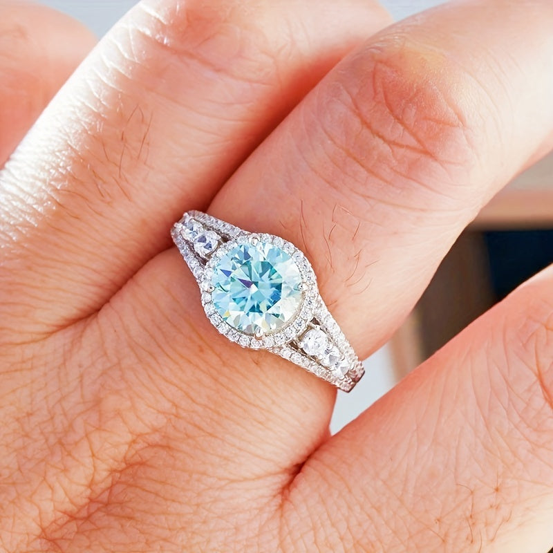 Luxury Blue Moissanite Ring