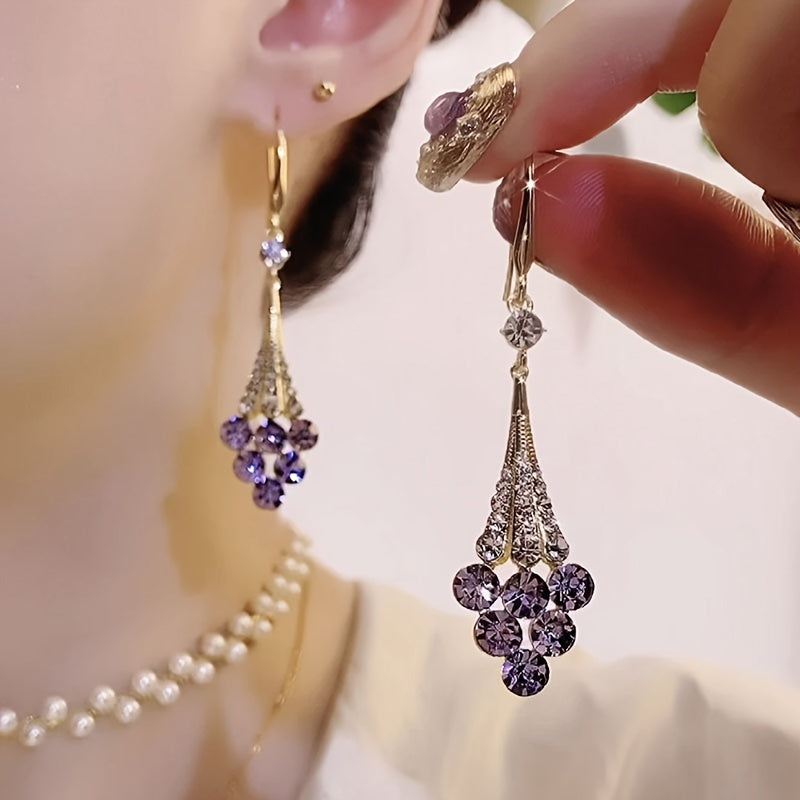 Elegant French-Inspired Violet Dangle Earrings
