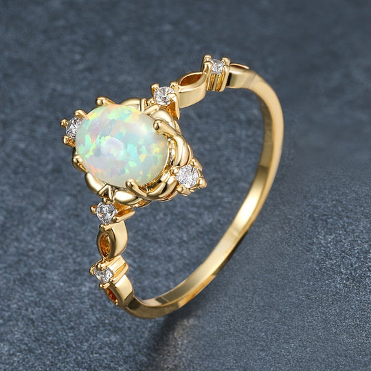 Elegant Oval Opal Engagement Ring