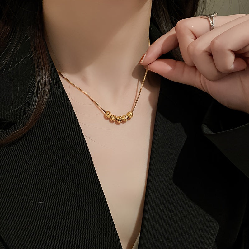 Round Beaded Golden Necklace