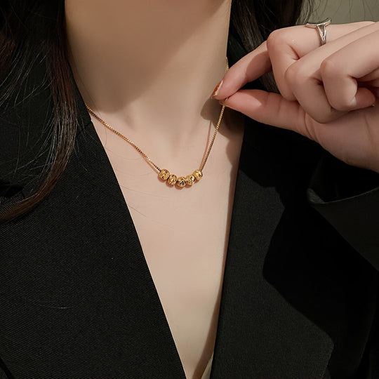 Round Beaded Golden Necklace