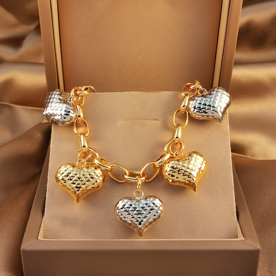 Elegant Two-Tone Heat Pendant Bracelet