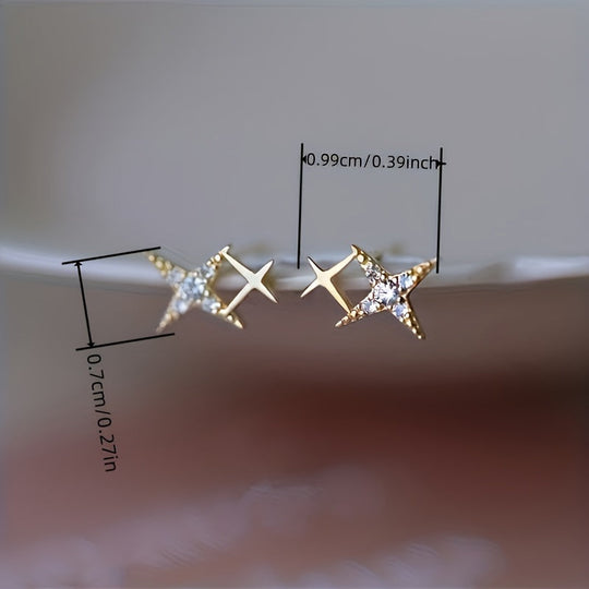 Retro Chic Double Star Stud Earrings