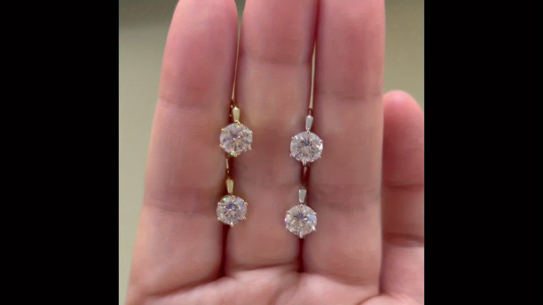Round Moissanite Silver Earrings