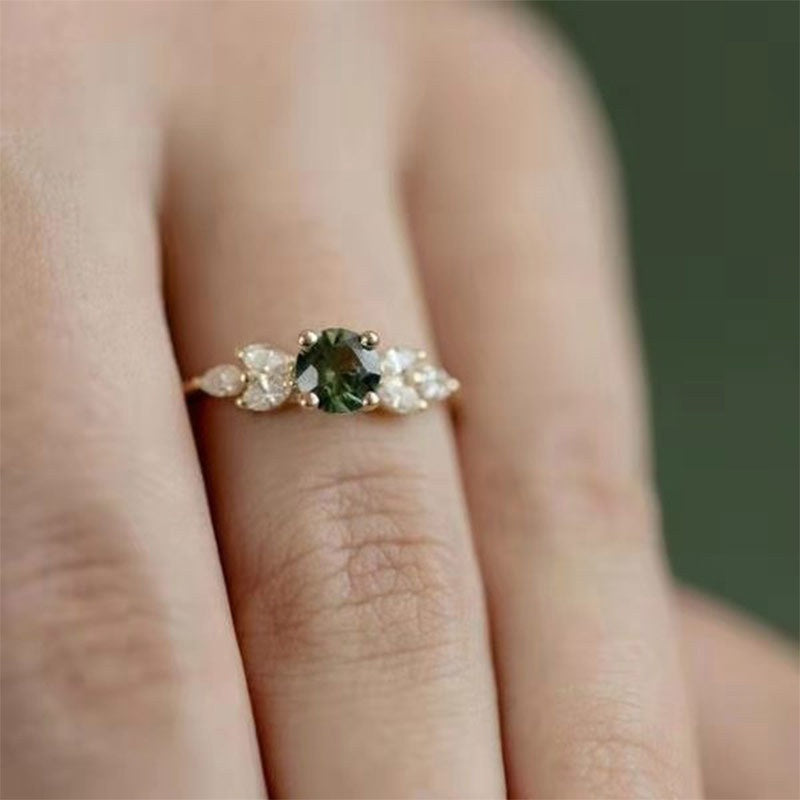 Simple Green Cubic Zirconia Ring