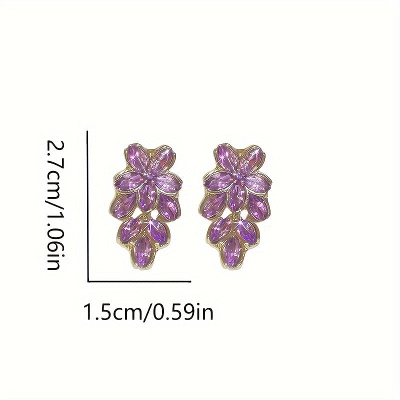 Elegant Golden Flower Rhinestone Earrings