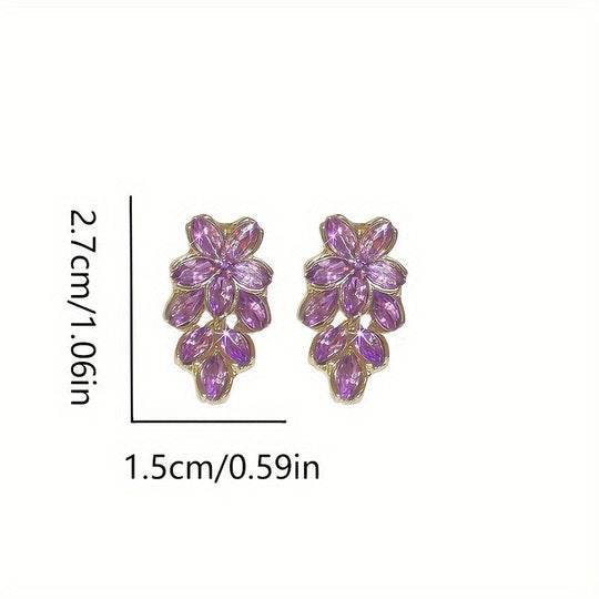 Elegant Golden Flower Rhinestone Earrings