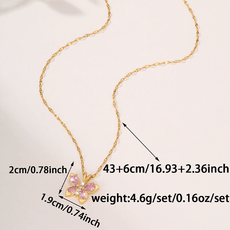 Pink Butterfly Pendant Necklace