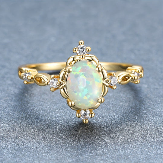Elegant Oval Opal Engagement Ring
