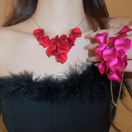 Luxury Elegant Floral Petal Tassel Necklace