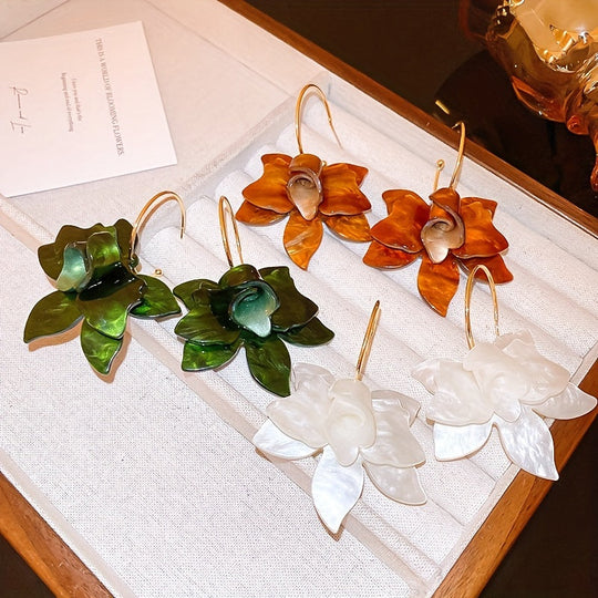 Vintage Resin Flower Dangle Earrings
