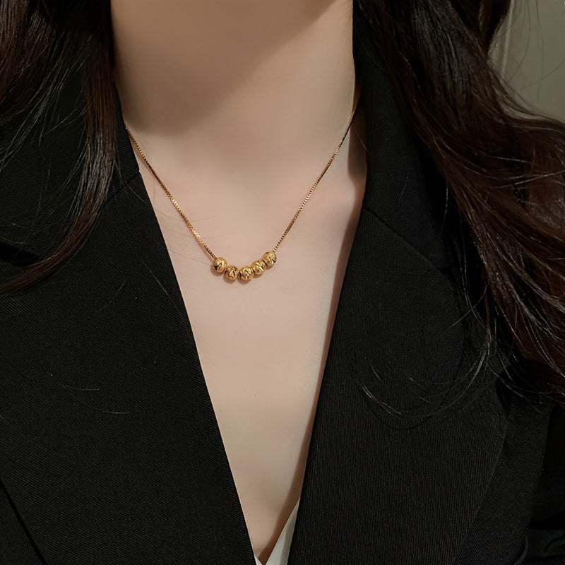 Round Beaded Golden Necklace