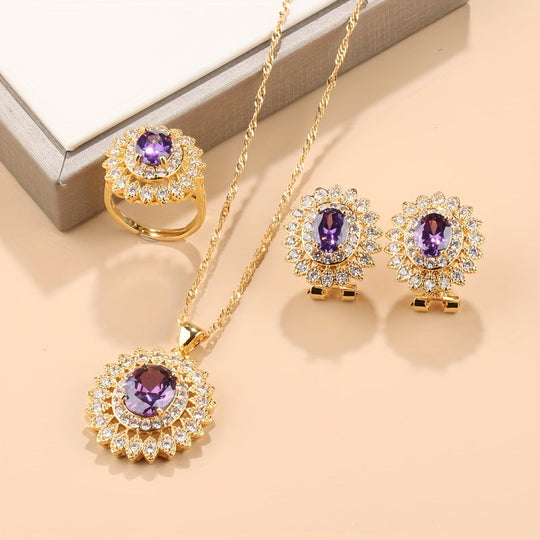 4pcs Luxury Sunflower Jewelry Set