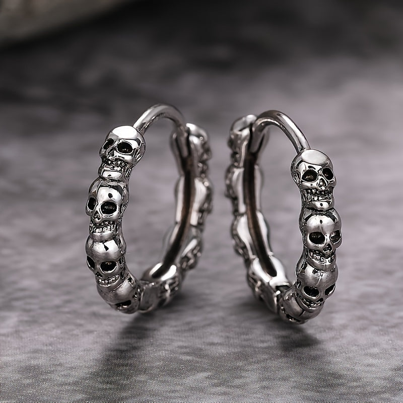 Fashionable Gothic Skull Hoop Earrings