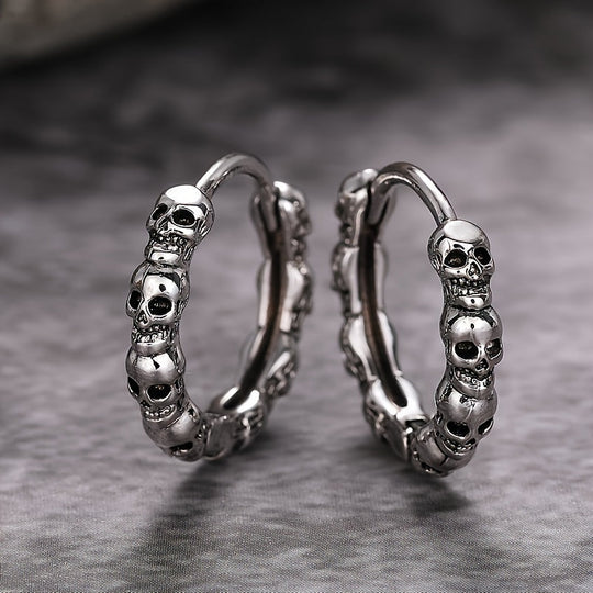 Fashionable Gothic Skull Hoop Earrings