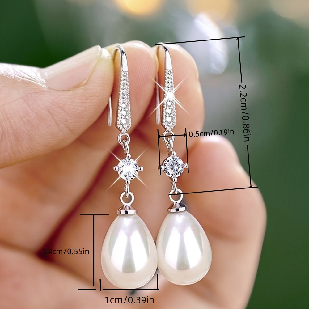 Elegant Pearl Pendant Dangle Earrings