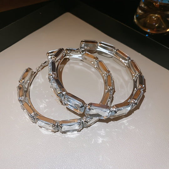 Exaggerated Rectangular Hoop Earrings