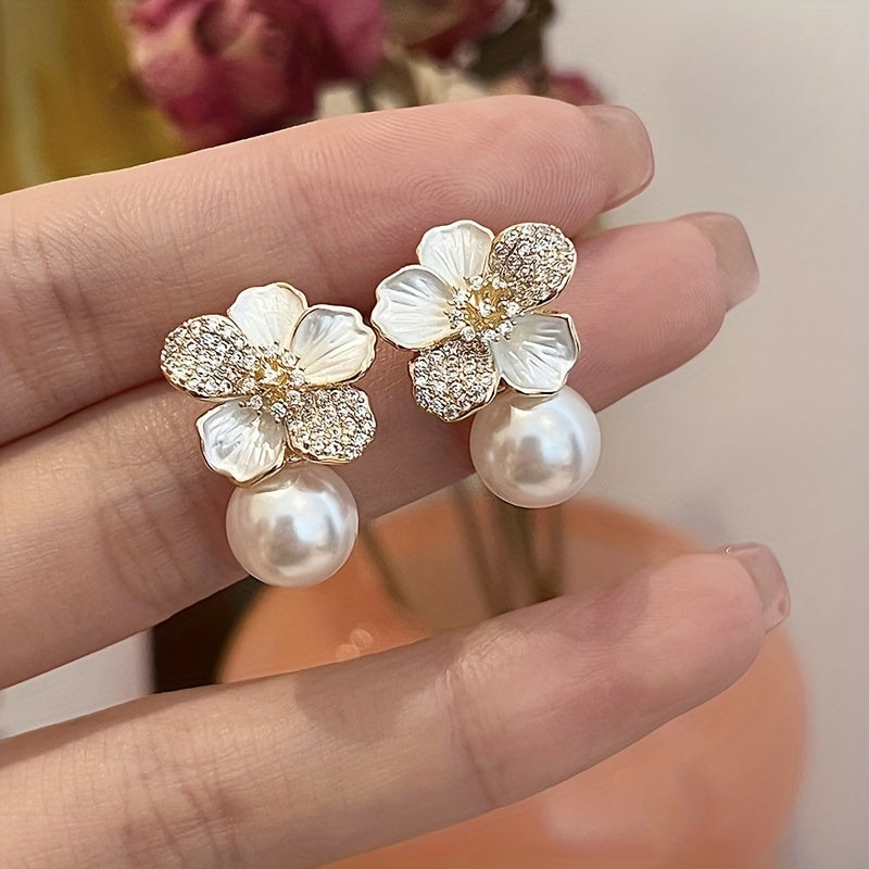 Flower Pendant Drip Oil Earrings