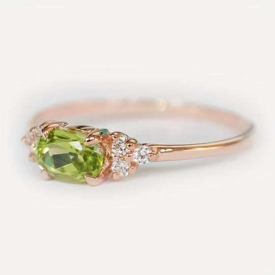 Inlaid Oval Synthetic Zirconia Ring