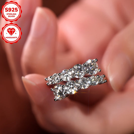 Round Moissanite Double-Headed Band Ring