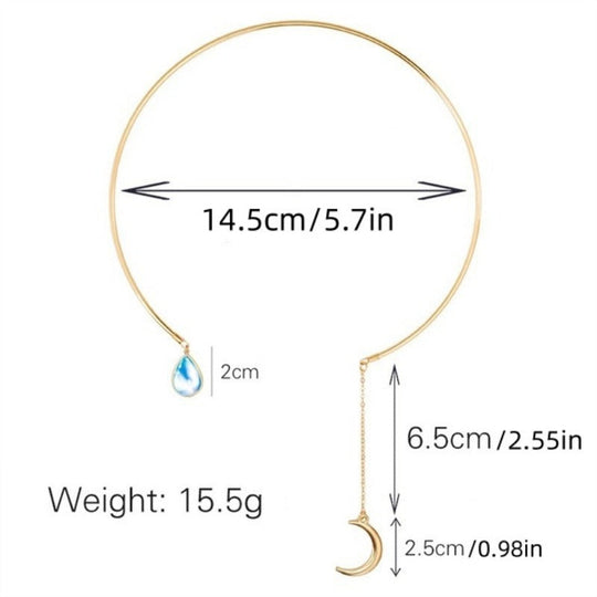 Water Droplet & Moon Pendant Necklace