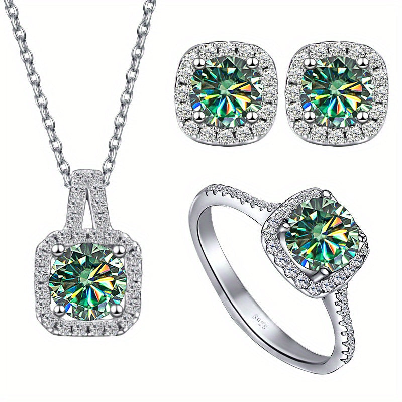 Moissanite Sterling Silver Jewelry Set
