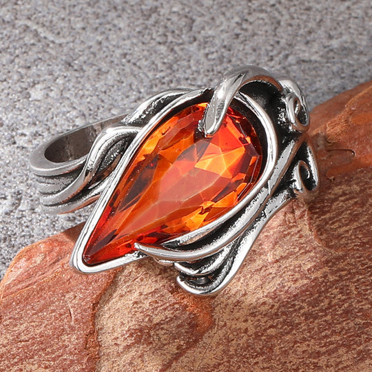 Vintage Irregular Oval Shape Crystal Ring