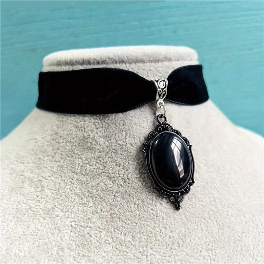 Gothic Black Velvet Necklace