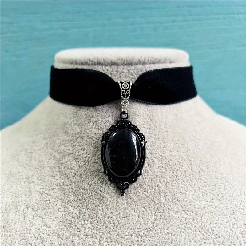 Gothic Black Velvet Necklace